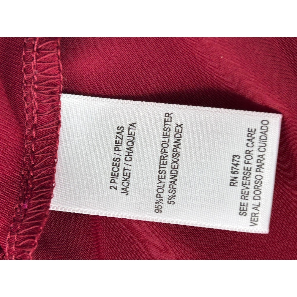 DN Design Red Ruffle Trim Cropped Open Front Cardigan Top Size L Romantic - Picture 9 of 9